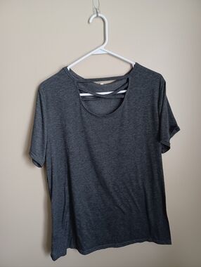 Women's Size XXL Dark Gray Cotton Spandex Short Sleeve T-Shirt Top